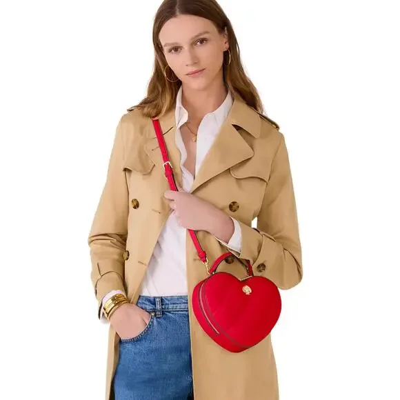 KATE SPADE New York Love Shack Quilted 3D Heart Crossbody in Ruby Red - Picture 2 of 9